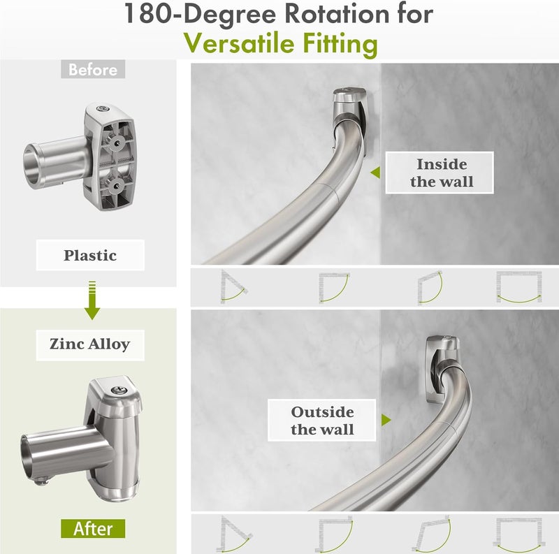 AmazerBath 20-84 Inches Arched Curved Shower Curtain Rod, Heavy Duty Shower Rod Rust Proof Bathroom Curtain Rod, Adjustable Telescoping Design Easy Segmented Installation, Need to Drill, Nickel - Image 4
